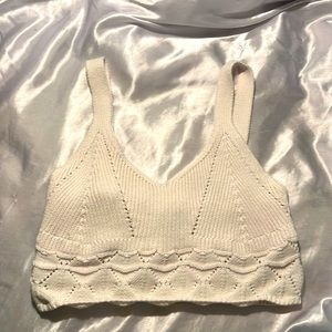Forever 21 White Knitted Crop Top
